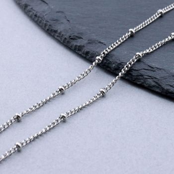 304 Stainless Steel Lanac 2x1mm, Perla 2.5-3mm...SSL-H007-11P-10m