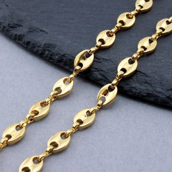 304 Stainless Steel Coffe Bean Lanac 7x5mm Gold...SSL-101131-35G