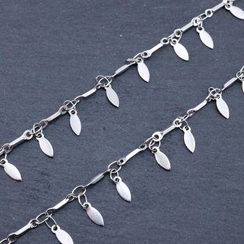 304 Stainless Steel Lanac 9x2-4x3mm, privezak 7x2mm...SSL-101131-29G