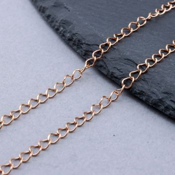 304 Stainless Steel Vareni Lanac 4x3x0.5mm Rose Gold...SSL-B020-05RG-25m