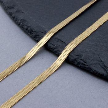 304 Stainless Steel Herringbone Lanac 4mm Gold...SSL-P290-02G-5m