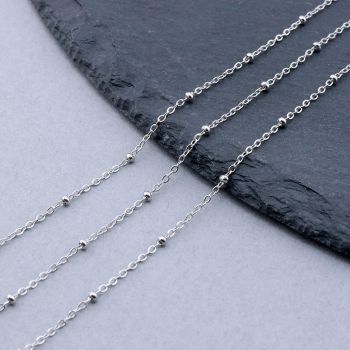 304 Stainless Steel Lanac 1.5x1mm, perla 2mm...SSL-L017-12C-10m