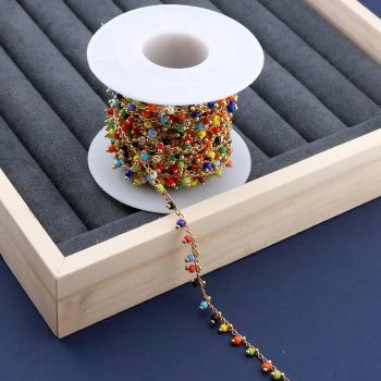 Mesing Handmade Lanac 18K Pozlata 3x2x0.8mm, Perle: 5.5x3mm...MLP-F012-01C-5m