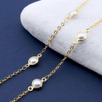 Mesing Handmade Lanac 18K Pozlata 2x1.5x0.3mm, Perla 3.7x2.5x0.4mm...MLP-K009-18G-10m