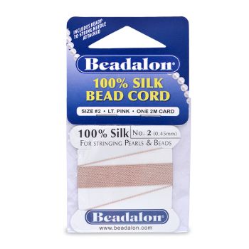 100% Svila za nizanje perli, Veličina 02 ( 0,45mm), dužina 2 mettra + igla, Svetlo Pink     ( BE102B-100 )