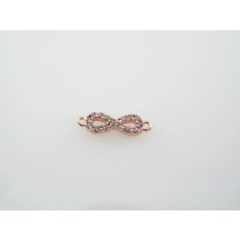 Konektor pozlata Rose gold sa Cubic cirkonima ,17 x 12 x 2 mm( CZ-RG109)