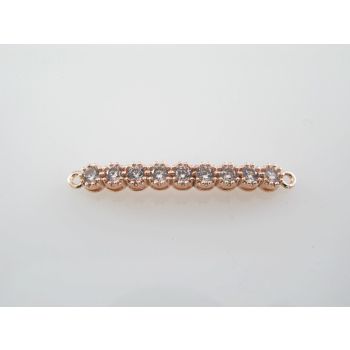 Konektor pozlata Rose gold  sa Cubic cirkonima, 38x4x3 mm( CZ-RG115)