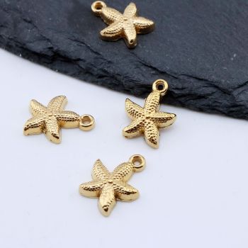 Stainless Steel Privezak Starfish, Gold...C119-24D-G
