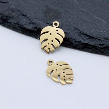 Stainless Steel Privezak List,Gold...N090-JN823-AG