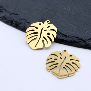 Stainless Steel Privezak Tropical List,Gold...N090-JN823-1G