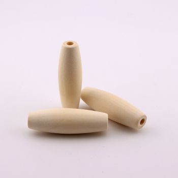 Drvene ukrasne perle. Dimenzije 45x15 mm,  rupa oko 3 mm. Natur drvo bez laka i boje. ( 23DP03A )