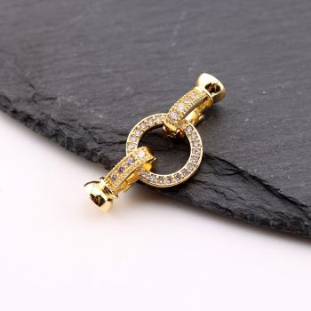 Premium kopča sa CZ Cirkonima za bisere,perle... - Pozlata 18k (  23MK60GG )