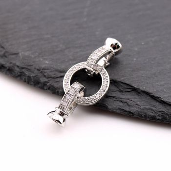 Premium kopča sa CZ Cirkonima za bisere,perle... - Rodijum (  23MK60GP )