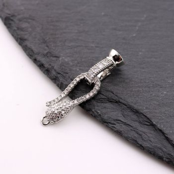 Premium kopča sa CZ Cirkonima za bisere,perle... - Rodijum (  23MK60AP )