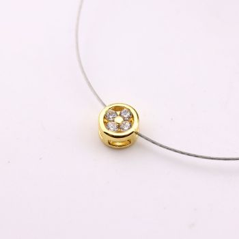 Perla ukrasna sa CZ cirkonima  6x3,5x1,2mm, rupe oko 3x1 mm- Pozlata 18k (  23MK54 )