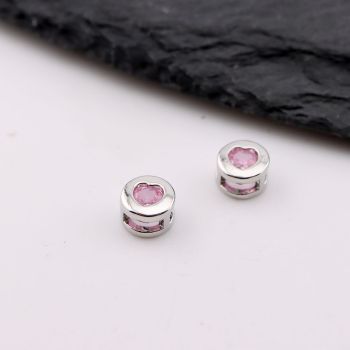 Perla ukrasna sa CZ cirkonima  6x4x1,5mm, rupe oko 3x1 mm- Rodijum (  23MK53P )
