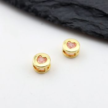Perla ukrasna sa CZ cirkonima  6x4x1,5mm, rupe oko 3x1 mm- Pozlata 18k (  23MK53G )