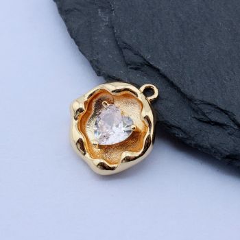 Privezak Srce +CZ 15x14x4 mm, 18k Pozlata....P-B0723-36G