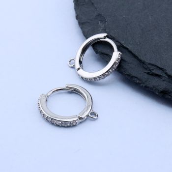 Osnova za minđuše Huggie Hoop 16x15x2 mm, Rodijum...P-T063-013-NF