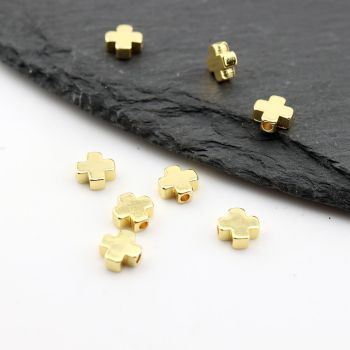 Perla krstić 6x6mm, rupa oko 1mm - Pozlata 18k. (  23MK40G )