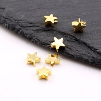 Perla zvezda 6x6 mm, rupa oko 2 mm- 18K pozlata  (  332087/23MK38B )