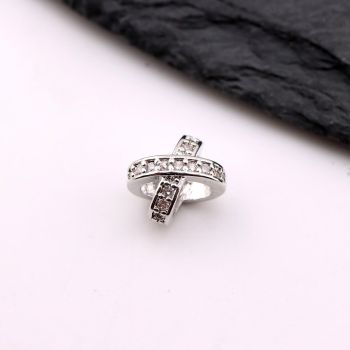 Perla ukrasna  sa CZ cirkonima 9,5x7mm, rupa oko 6 mm- Rodijum (  23MK39AP )