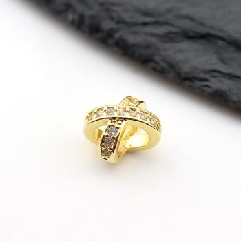 Perla ukrasna  sa CZ cirkonima 9,5x7mm, rupa oko 6 mm- Pozlata 18k (  23MK39AG )