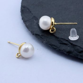 Osnova za minđuše +Sl biser 10x7 mm, 18k Pozlata...P-B059-33G