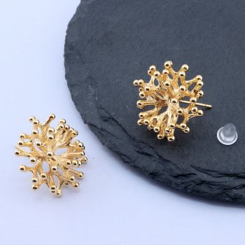 Osnova za minđuše Koral 20x20 mm, 18k Pozlata...P-T038-494G