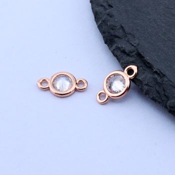 Konektor+CZ Cirkon 12x6.5 mm,Rose Gold...P-E162-11-RS