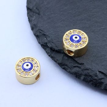 Perla Fatimino Oko+CZ Cirkoni 9.5x9.5 mm,18k Pozlata...P-Z017-02G