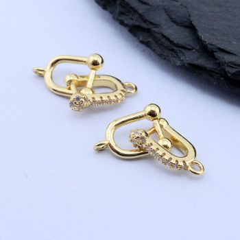 Konektor+CZ Cirkoni 17x7.5 mm,18k Pozlata...P-O142-25G
