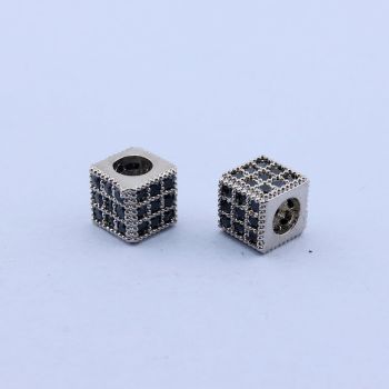 Perla Kockica+CZ Cirkoni 6x6 mm,Rodijum...P-F088-026P