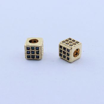 Perla Kockica+CZ Cirkoni 6x6 mm,18k Pozlata...P-F088-026G