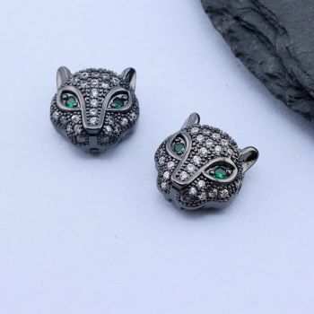 Perla Tigar+CZ Cirkoni 11x11 mm, Rodijum Hematit...P-I012-18-RS-H