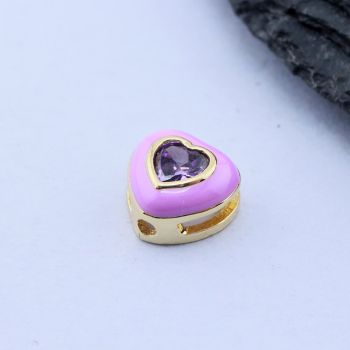 Perla Srce+CZ Cirkon 8x8 mm, 18k Pozlata...P-C007-15G-G1