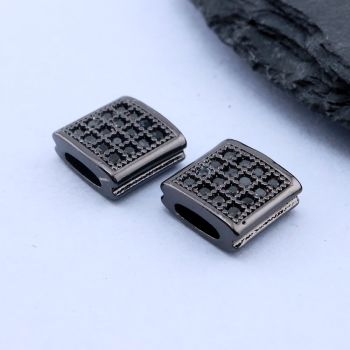 Perla+CZ Cirkoni 9x9 mm, Rodijum Hematit...P-G097-05H