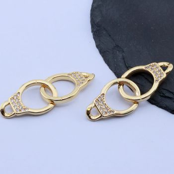 Konektor+CZ Cirkoni 37x19 mm,18k Pozlata...P-332103