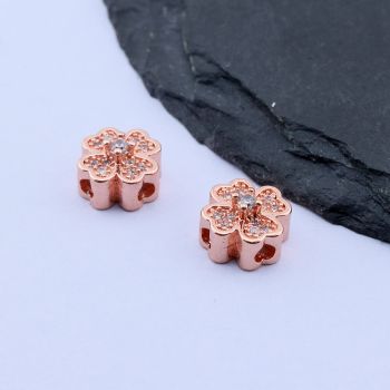 Perla+CZ Cirkoni 8x8 mm,Rose Gold...P-332110
