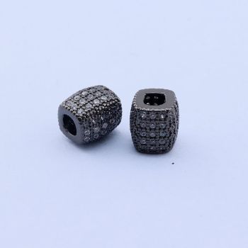 Perla+CZ Cirkoni 7x6.5 mm,Rodijum Hematit...P-332109H