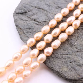 Prirodni Gajeni Slatkovodni Biseri  7-8x6mm,  Rupa : 0,6 mm ( SLBIS100 )