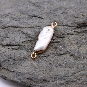 Prirodni Barok Keshi biser konektor oko 25x6-8x5mm, alke 3mm ( SLBIS107 )