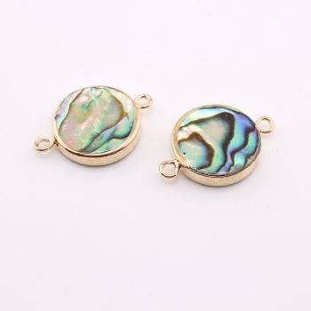 Konektor Prirodna Paua Školjka 22~23x15~16x3~4 mm- obod boja zlata (  340018 )