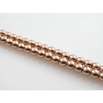 Hematit perle.Electroplat prevlaka boja Rose Gold, Dimenzije 4mm; rupa: 1mm. Niz sadrži oko 110 perli,(KP-HEM-04)