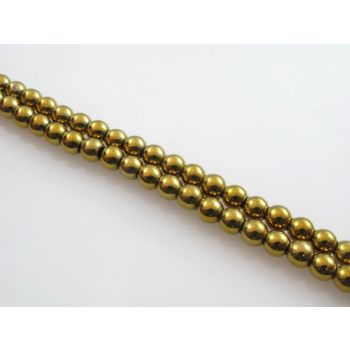 Hematit perle.Electroplate prevlaka, boja zlata, Dimenzije 6mm; rupa: 1mm. Niz sadrži oko 70 perliKP-HEM-14)