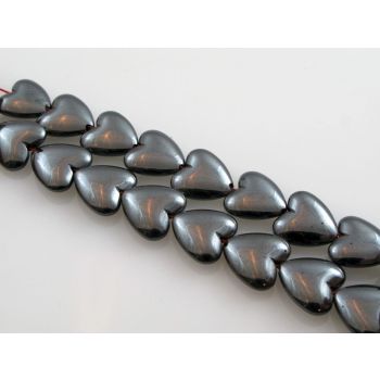 Hematit perle, Srce. Boja hematit, Dimenzije 12x12 mm,  rupa: 1 mm. Niz sadrži oko 40 perli (KP-HEM-36)