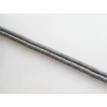 Hematit perle, Diskovi. Electroplat prevlaka,Boja mat srebro, Dimenzije 3x1 mm,  rupa: 1 mm. Niz sadrži oko 400 perli (KP-HEM-37)
