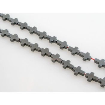 Hematit perle, Krstić. Boja Hematit , Dimenzije 8 x 6 mm,  rupa: 1 mm. Niz sadrži oko 50 perli (KP-HEM-59)