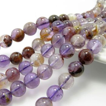 Prirodni Ametist Lodolite, Dimenzjia 6 mm. Cena je data za niz od oko 48 perli. ( KPAML6 )