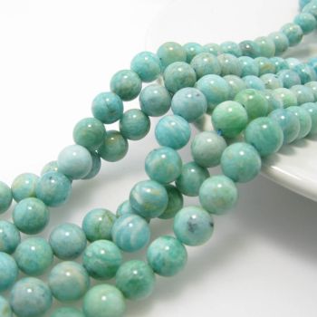 Prirodni Amazonit A grade, Dimenzjia 8 mm. Cena je data za niz od oko 48 perli. ( KPAMZA8 )